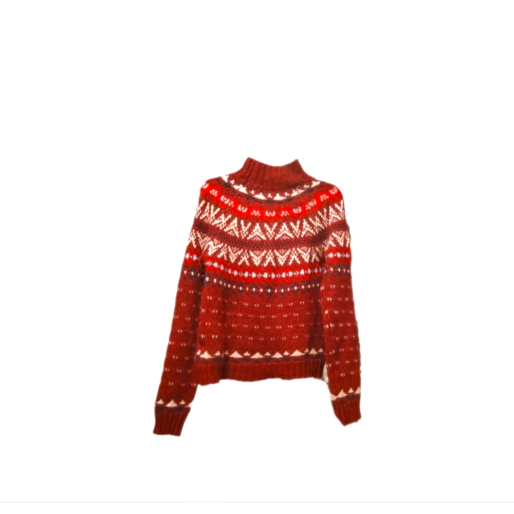 American Eagle Red Turtleneck Fair Isle Sweater Women's XS